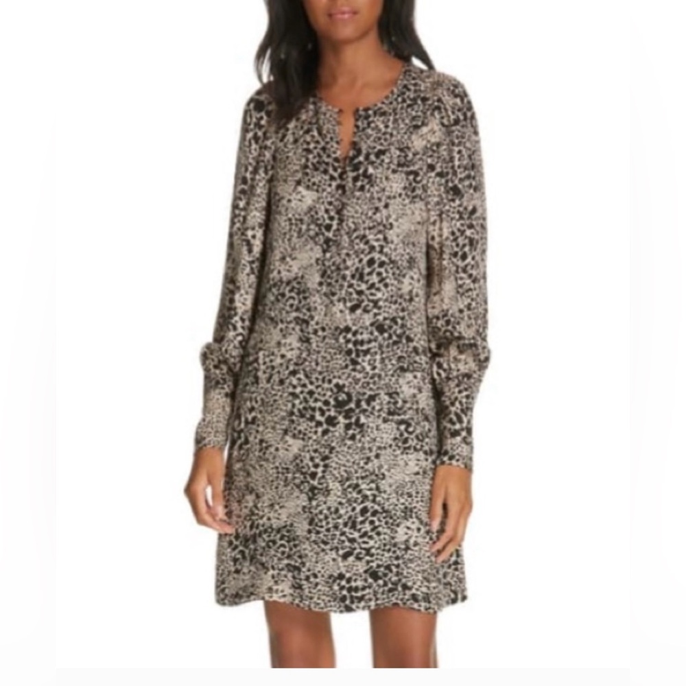 Rebecca Taylor Cheetah Long Sleeve Dress